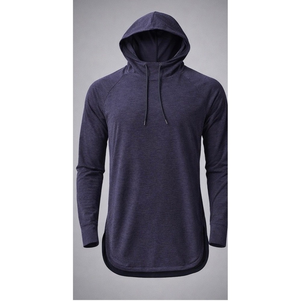 Serene Tangerine Purple Heathered Long Sleeve Hoodie Thumbhole High-Low Hem Sm‎